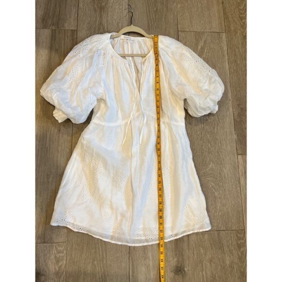 FRAME Eyelet Puff Sleeve Dress in white size S - Picture 11 of 14